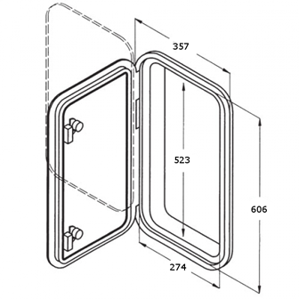 Plastic Hatch, 606x357mm, 180&deg;, Removable, Grey - 484162 01 72dpi 1 - 484162/G