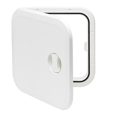 Plastic Hatch, 373x373mm, 1x Handle, 180&deg;, White - 484163 300dpi - 484163