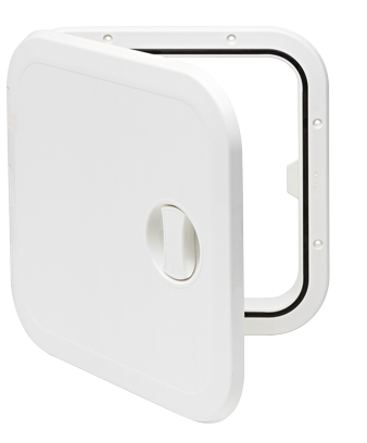 Plastic Hatch, 373x373mm, 1x Handle, 180&deg;, White - 484163 300dpi - 484163