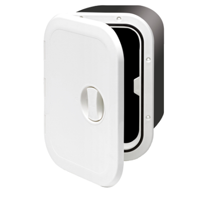 Plastic Hatch, 270x373x160mm, 1x Handle, 180&deg;, White (Cover And Hinge Removable) - 484220 72dpi - 484220