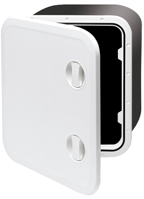 Plastic Hatch, 459x514x330mm, 2x Handle, 180&deg;, White (Cover And Hinge Removable) - 484226 72dpi - 484226