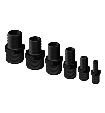 allpa plastic hose nipples, straight, with outer thread