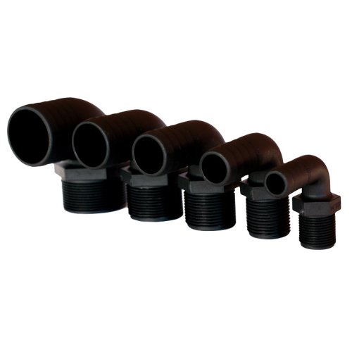 Plastic Hose Nipple, 90&deg;, &Oslash;1-1/2"X38mm, With Outer Thread, Black - 486630 72dpi - 486634