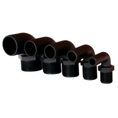 Plastic Hose Nipple, 90&deg;, &Oslash;1-1/4"X32mm, With Outer Thread, Black - 486633 72dpi - 486633