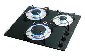 Gas Hob Unit With Thermic Glass-Plate, 420x370x80mm, Burners: 1x Small/1x Medium/1x Large - 487572 72dpi - 487572