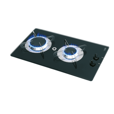 Gas Hob-Unit With Thermic Glass-Plate, 500x300x80mm, Burners: 1x Medium/1x Large - 487573 72dpi - 487573