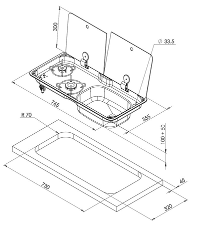 Retangular Gas -Hobit 2- Burners With Retangular Sink - 487686dims 72dpi - 487686
