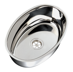 Stainless Steel Sink, Oval, Outside 385x265x130mm - 488006 72dpi - 488006