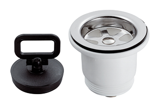 Plastic Straight Waste Pipe, 1-1/2", With Stainless Steel Strainer & Plug - 488025 72dpi - 488025