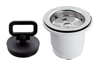 Plastic Straight Waste Pipe, 1-1/2", With Stainless Steel Strainer & Plug - 488025 72dpi - 488025
