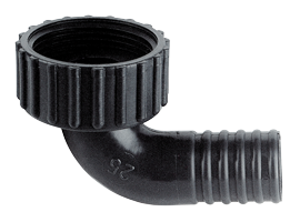 Plastic 90&deg; Connection, 1-1/4", With Rectangular Hose Connection &Oslash;25mm - 488028 72dpi - 488028