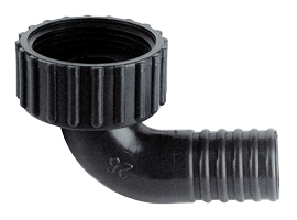 Plastic 90&deg; Connection, 1-1/4", With Rectangular Hose Connection &Oslash;25mm - 488028 72dpi - 488028