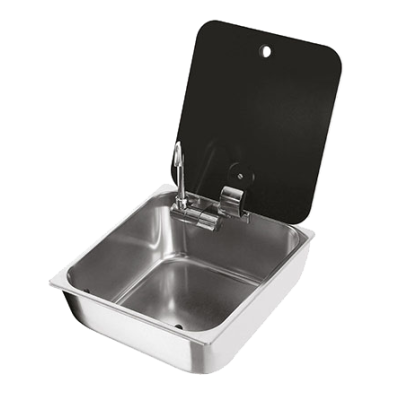 Square Sink With Glass Lid And Cold Water Tap 350x320x150mm - 488061 72dpi - 488061