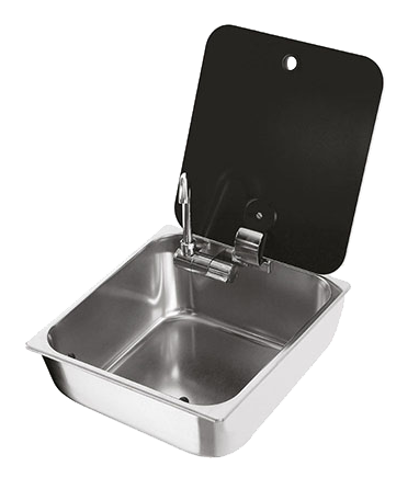 Square Sink With Glass Lid And Cold Water Tap 350x320x150mm - 488061 72dpi - 488061