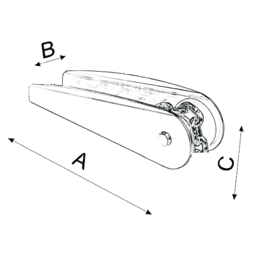 Stainless Steel Anchor Bow Roller, A=150mm, B=50mm, C=65mm (Fixed Model, Up To 7,5kg) - 489051 1 - 489051