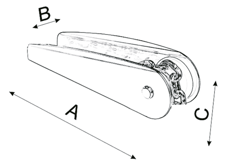 Stainless Steel Anchor Bow Roller, A=200mm, B=50mm, C=65mm (Fixed Model, Up To 7,5kg) - 489052 01 72dpi - 489052