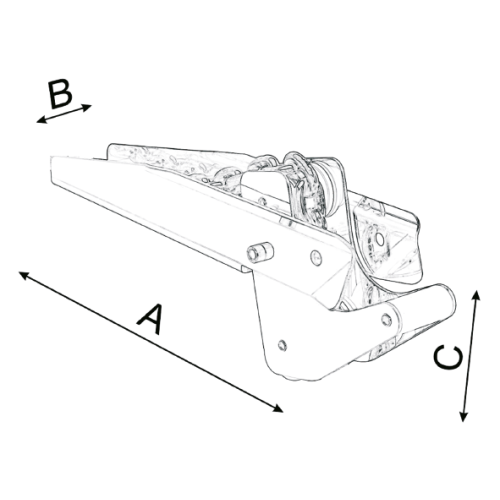 Stainless Steel Anchor Bow Roller, A=300mm, B=80mm, C=80mm (Tilting, Up To 10kg) - 489054 1 1 - 489054