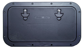 Aluminum Hatch, Outer Size 350x600mm, Cut Out Size 286x537mm, Gray Ral 9006, Powder Coated - 494112 - 494112