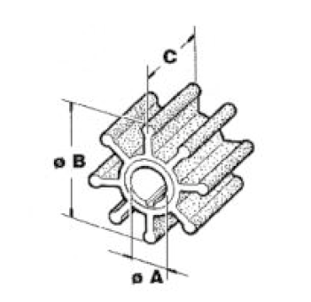 Impeller - Jabsco - 500 tekening2 4 - 500238