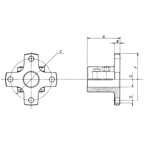 Bronze Half-Coupling (Cruciform) For &Oslash;30mm-Shaft, Pitch &Oslash;82,5mm, 4x &Oslash;10mm - 518003 01 72dpi - 518003