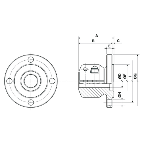 Steel Half-Coupling With Centering Ring, &Oslash;25mm-Shaft, Centre &Oslash;63,5mm, Pitch &Oslash;82,5mm, 4x &Oslash;10,5mm - 518009 01 - 518009