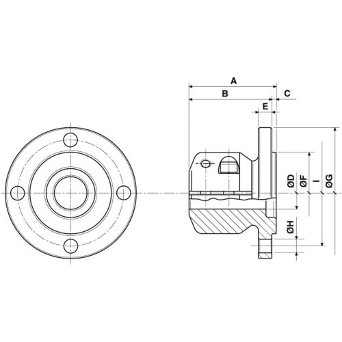 Steel Half-Coupling With Centering Ring, &Oslash;40mm-Shaft, Centre &Oslash;63,5mm, Pitch &Oslash;82,5mm, 4x &Oslash;10,5mm - 5180125 01 72dpi - 5180125