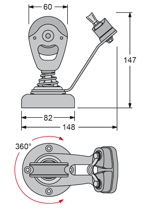Antal Aluminum Swivelling Cam Cleat With Block - 522140 01 72dpi - 522140