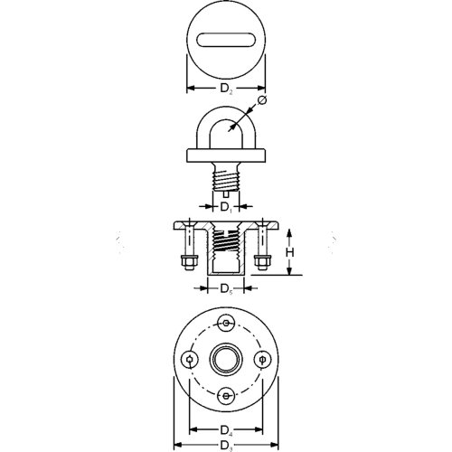 Antal Stainless Steel Screwed Deck Eye, For Block Series Opf-70 - 547308 02 72dpi - 547308