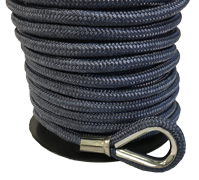 Leaded Polyester Anchor Rope, 10mmx30m, Leaded Part=10m, Stainless Steel Thimble, Dark Blue (Breaking Load 800kg) - 61030005 1 - 61030005