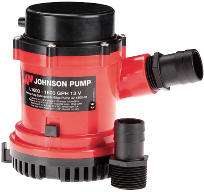 Johnson Pump L-Series Bilge Pump L1600, 24V/3,5A 100l/min, Hose connection 1-1/8" & 1-1/4", max. head 5m. - 6632160002 72dpi - 6632160002