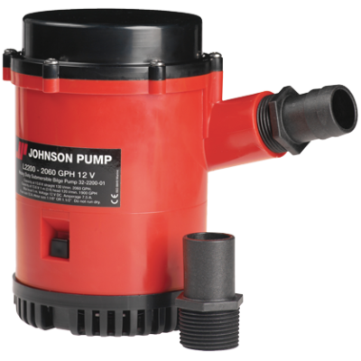 Johnson Pump L-Series Bilge Pump L2200, 12v/7,5a, 130l/Min, Hose Connection 1-1/8" & 1-1/4" - 6632220001 72dpi - 6632220001