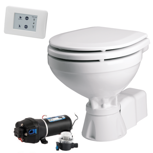 Johnson Pump Aquat Silent-Electric Toilet, 24v/7a, Compact Vitreous China Bowl - 66804723102 - 66804723102