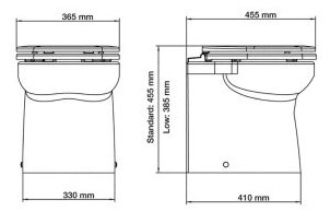 Johnson Pump Aquat Silent Premium-Electric Toilet, Low Model, Straight, 12v/16a, 385x365x455mm - 66804723301 04 - 66804723301