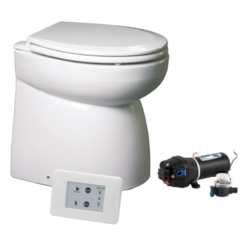 Johnson Pump Aquat Silent Premium-Electric Toilet, Standard Model, Straight, 12v/16a, 455x365x455mm - 66804723501 - 66804723501
