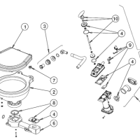 Replacement parts Johnson Pump AquaT  + allpa Space Saver manual toilets
