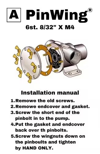 Johnson Pump Set Stainless Steel Butterfly Nuts And Stuts 'Pinwing' & Thread End, Set A (6st. 8/32 X M4) - 669509350 01 - 669509350