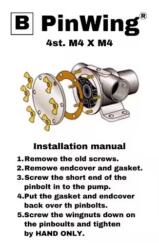 Johnson Pump Set Stainless Steel Butterfly Nuts And Stuts 'Pinwing' & Thread End, Set B (4st. M4 X M4) - 669509351 01 - 669509351