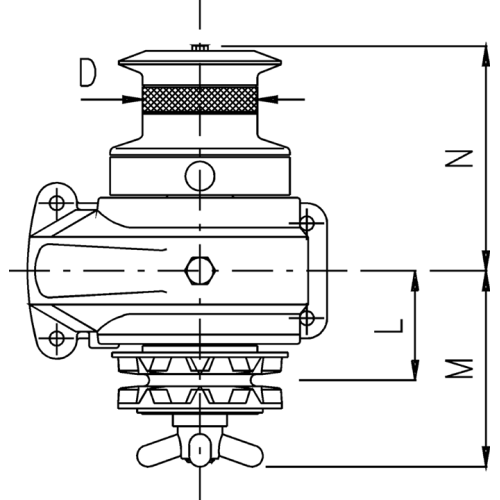 Lofrans Windlasses Manual Windlass Horizontal, Model 'Royal', 10mm, With Drum - 70210 02 72dpi - 70210