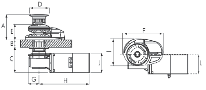 Lofrans Windlasses Windlass Vertical, Model 'Project X2', 6mm, 12v, 800w, Without Drum - 72301 01 72dpi - 72301