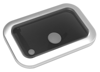 Go&iuml;ot Aluminum Hatches Model 'Opal 20', Satin, Dims. 401x256mm, Hole Size 347x202mm, Mounting Depth 15mm - 73106733 - 73106733