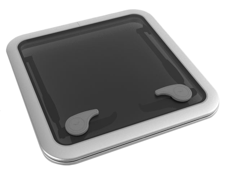 Go&iuml;ot Aluminum Hatches Model 'Opal 44', Satin, Dims. 496x496mm, Hole Size 442x442mm, Mounting Depth 15mm - 73106736 - 73106736