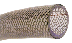 Transparent PVC hose with polyester inlay