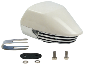 Chromed Brass Electro-Magnetic Boat Horn With Plastic Cover (White), Single Tone, L=155mm, 12v - 9000500 - 9000500