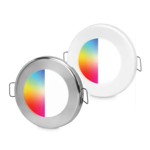 Hella Apelo Euroled 75 RGB/W Ceiling light, Stainless Steel, 9-16VDC, 80&deg;, spring mounted - 9041399 1 - 9041399