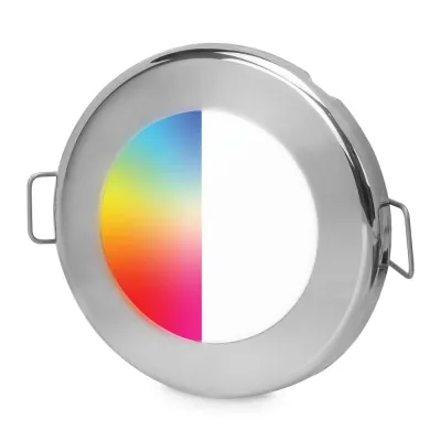 Hella Apelo Euroled 75 RGB/W Ceiling light, Stainless Steel, 9-16VDC, 80&deg;, spring mounted - 9041399 - 9041399