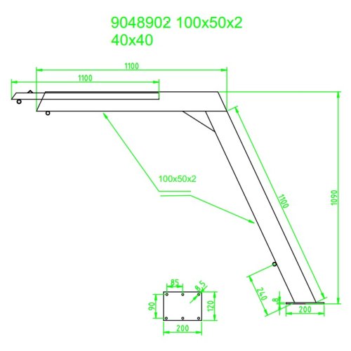 Stainless Steel Davit With Rope, Block And Winch, Fixed Version, 200kg (Price Per Piece) - 904802 bild - 9048902