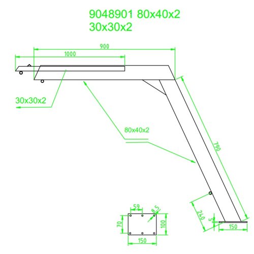 Stainless Steel Davit With Rope, Block And Winch, Telescopic Version, 120kg (Price Per Piece) - 9048901 bild - 9048901