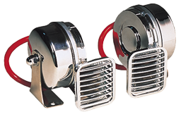 Chromed Brass Electro-Magnetic Boat Horn Set, Dual Tone, L=105mm, 12v, (110db(A)-410/490hz) - 905012 1 1 - 905012