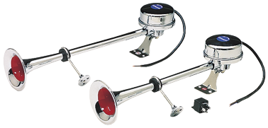 Stainless Steel Electro-Magnetic Boat Horn Set, Dual Tone, L=400/470mm, 12v (115db(A)-320/370hz) - 905022 - 905022