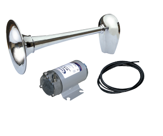 Chromed Brass Boat Horn With Electric Compressor, Single Tone, 12v (123db(A)-630hz), Approved - 905045 - 905045